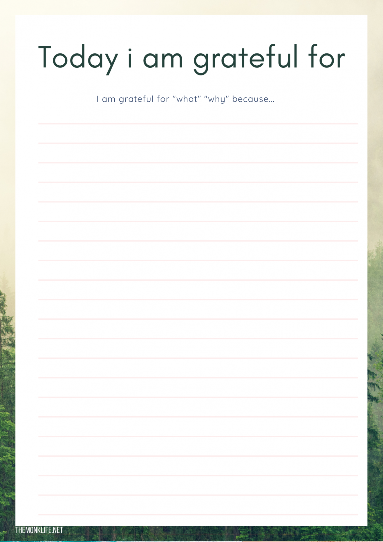 Free gratitude journal template (4 premium bundle giveaway) - The Monk Life